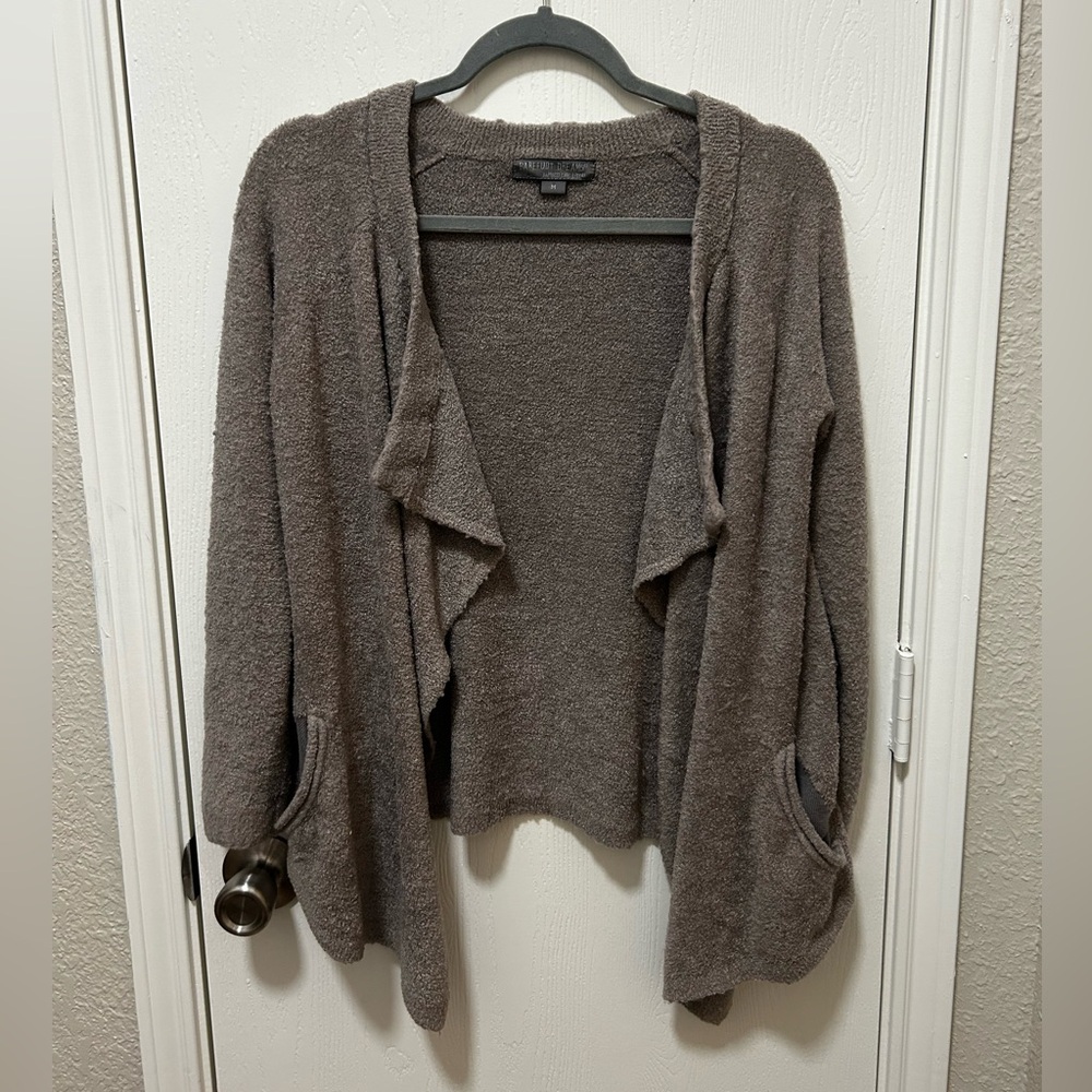 Barefoot Dreams Bamboo Chic Lite Cardigan Sweater Women's Size M grey/taupe
